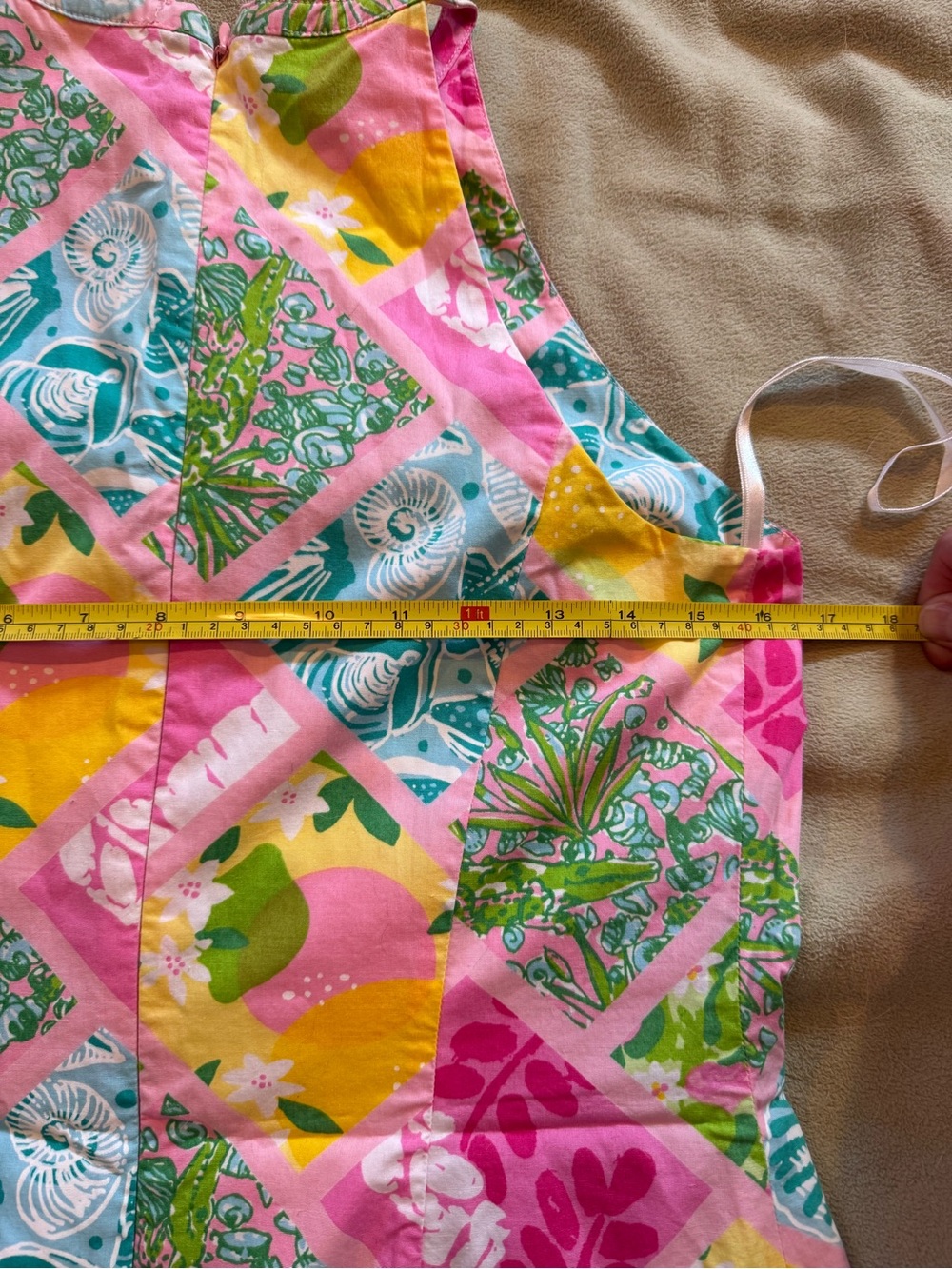 Lilly Pulitzer Pink, Yellow & Teal Patchwork Halter Dress - Picture 7 of 7